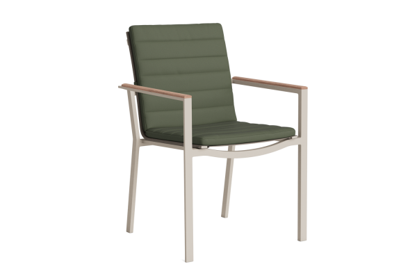 LIFE - Soho Gartenstuhl stapelbar beige/khaki/FSC robust Teak All Weather moosgrün