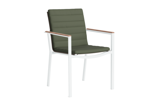 LIFE - Soho Gartenstuhl stapelbar weiß/khaki/FSC robust Teak All Weather moosgrün
