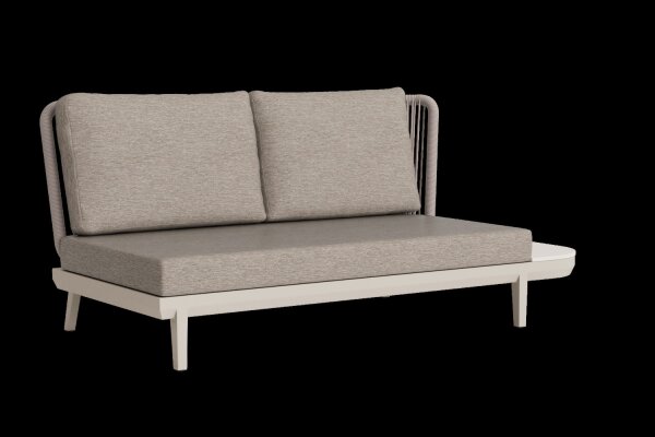 LIFE - Alpes lounge beige/beach Rucore+/ivory Sinterstein 2-Sitz Bank links+Tisch Soltex beige