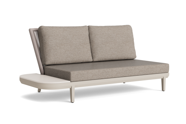 LIFE - Alpes lounge beige/beach Rucore+/ivory Sinterstein 2-Sitz Bank rechts+Tisch Soltex beige