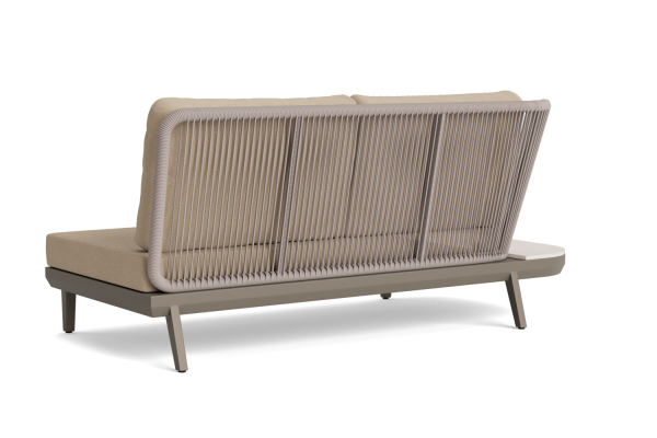 LIFE - Alpes lounge taupe/beach Rucore+/ivory Sinterstein 2-Sitz Bank rechts+Tisch Boucle sand
