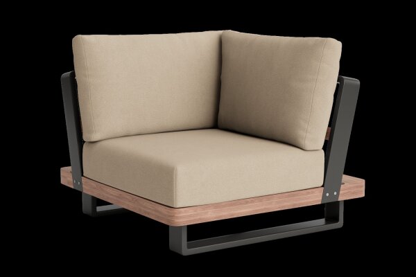 LIFE - Fitz Roy lounge lava/robust Teak Ecke Boucle sand