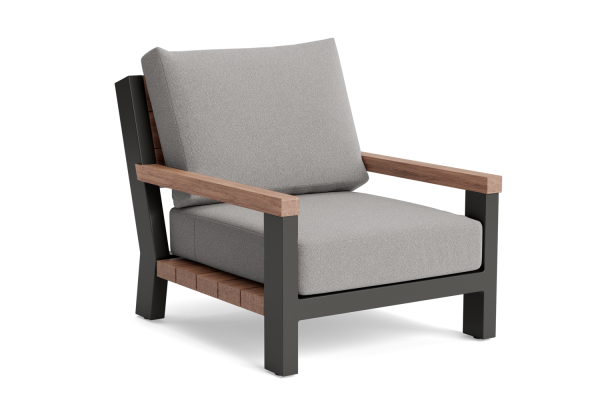 LIFE - Legend lounge lava/robust Teak Sessel Boucle platinagrau