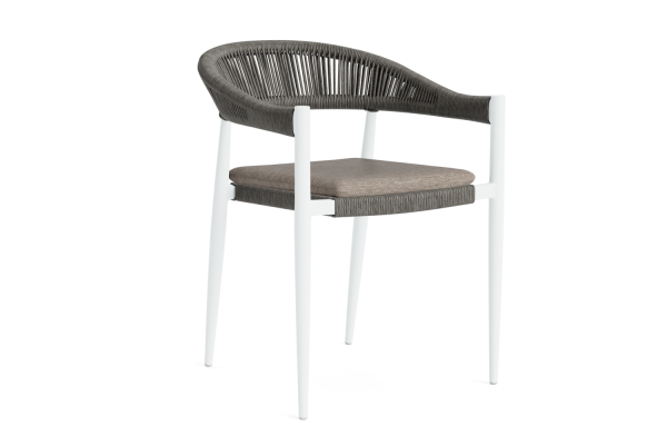 LIFE - Ibiza Gartenstuhl weiß/grey geflecht Soltex beige