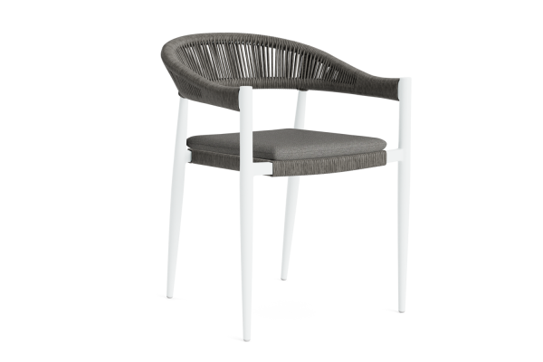 LIFE - Ibiza Gartenstuhl weiß/grey geflecht Soltex nebelgrau