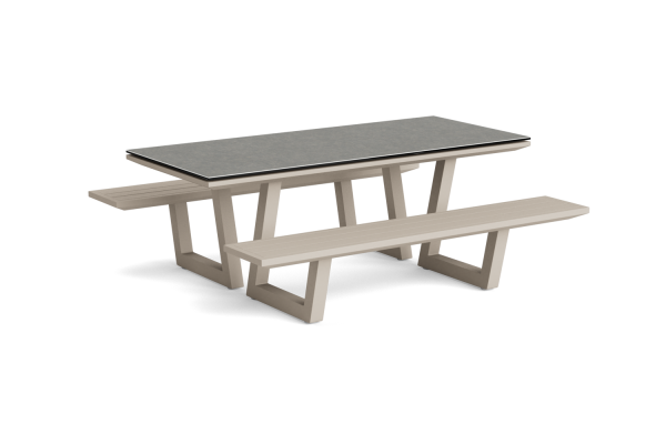 LIFE - Lotus Picknicktisch beige 210x90 Keramik betonlook