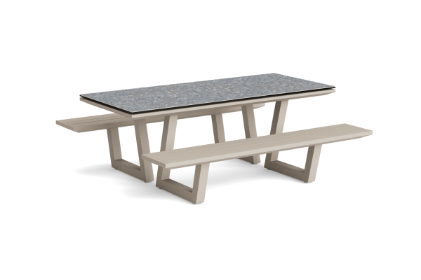 LIFE - Lotus Picknicktisch beige 210x90 Keramik ceppo greige