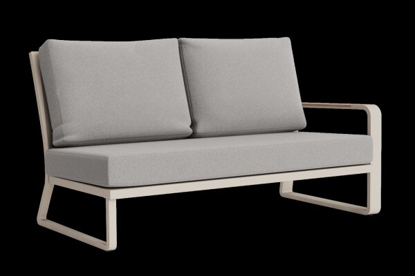 LIFE - Montana lounge beige/FSC robust Teak 2-Sitz Bank links Boucle platinagrau
