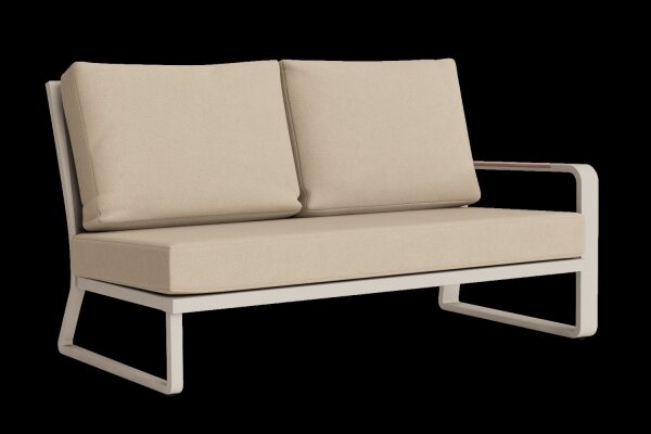 LIFE - Montana lounge beige/FSC robust Teak 2-Sitz Bank links Boucle sand
