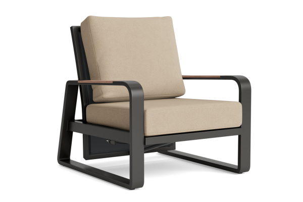 LIFE - Montana lounge verstellbar lava/FSC robust Teak Sessel Boucle sand