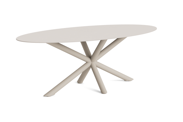 Provence cross tuintafel beige 200x100 ovaal ivory steenlook